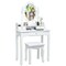 Modern White 3 Drawers Vanity Table with LED Mirror and Cushioned Stool Dressing Table for Girls